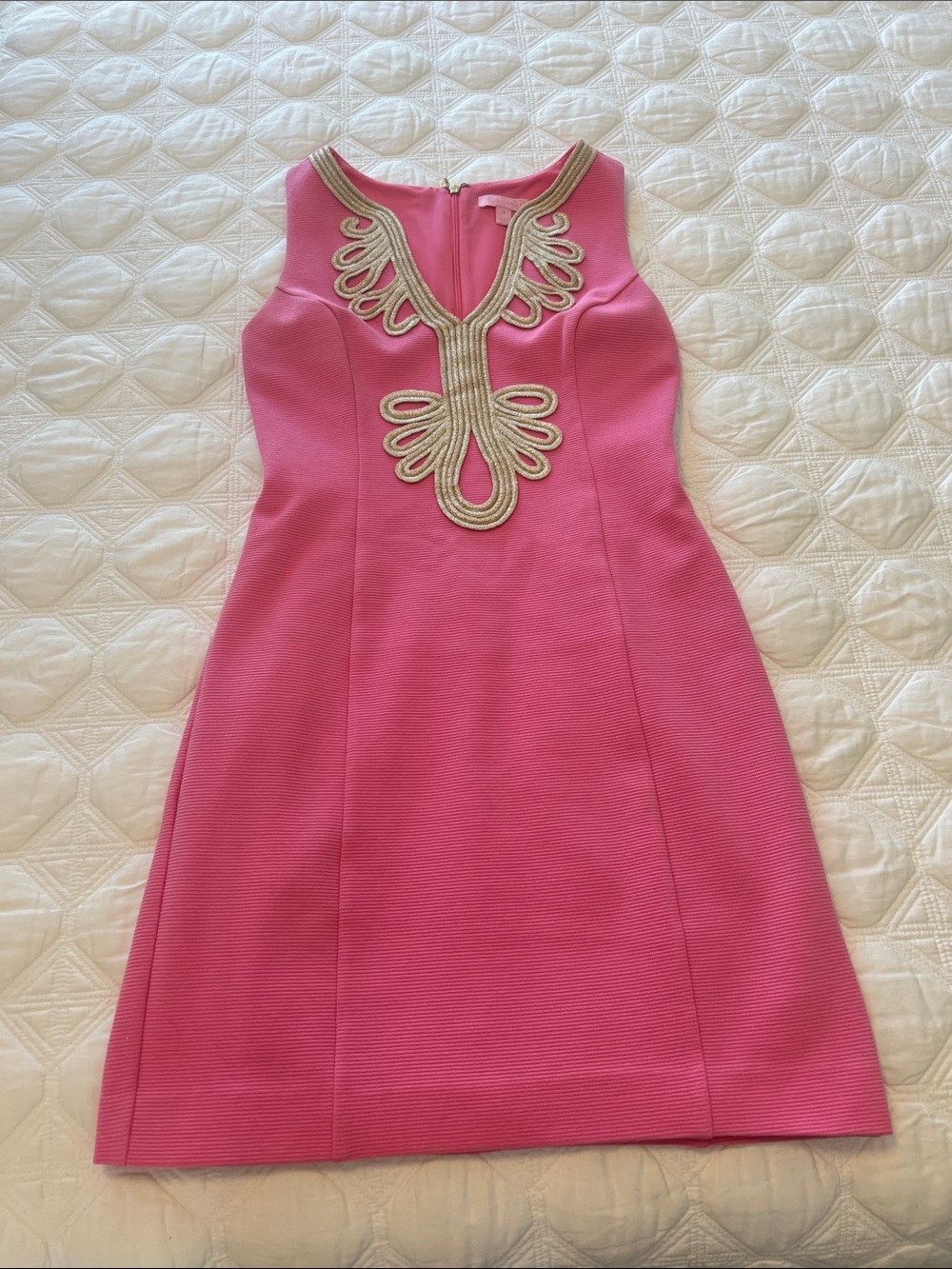 Lilly Pulitzer Pink Sleeveless Dress with Gold Trim